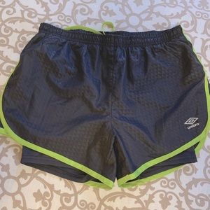 Umbro athletic shorts with attached bike shorts